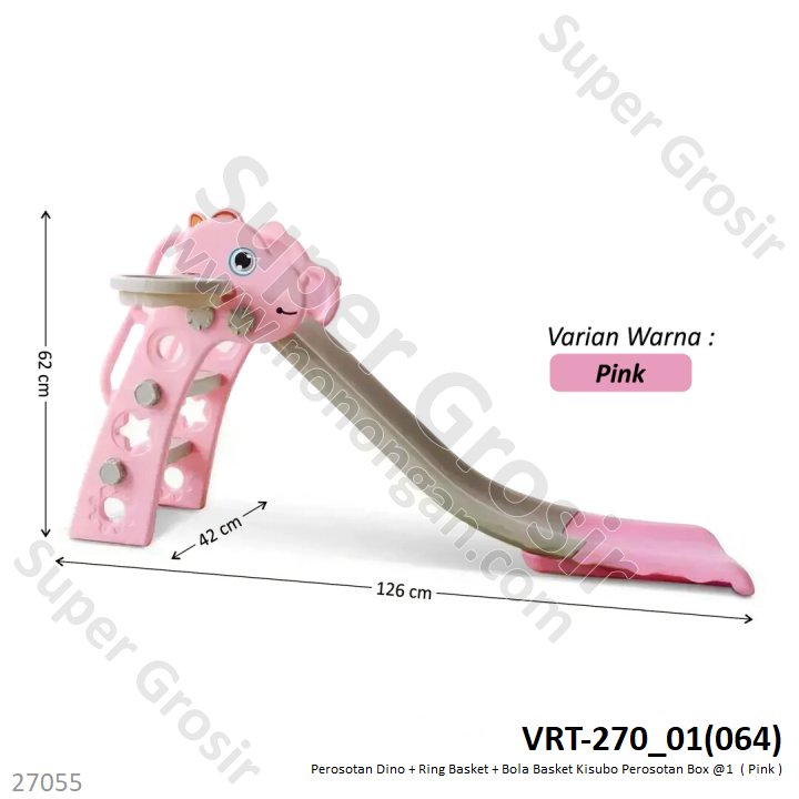 Perosotan Dinosaurus Pink + Ring Basket dan Bola Kisubo Perosotan Koli @1