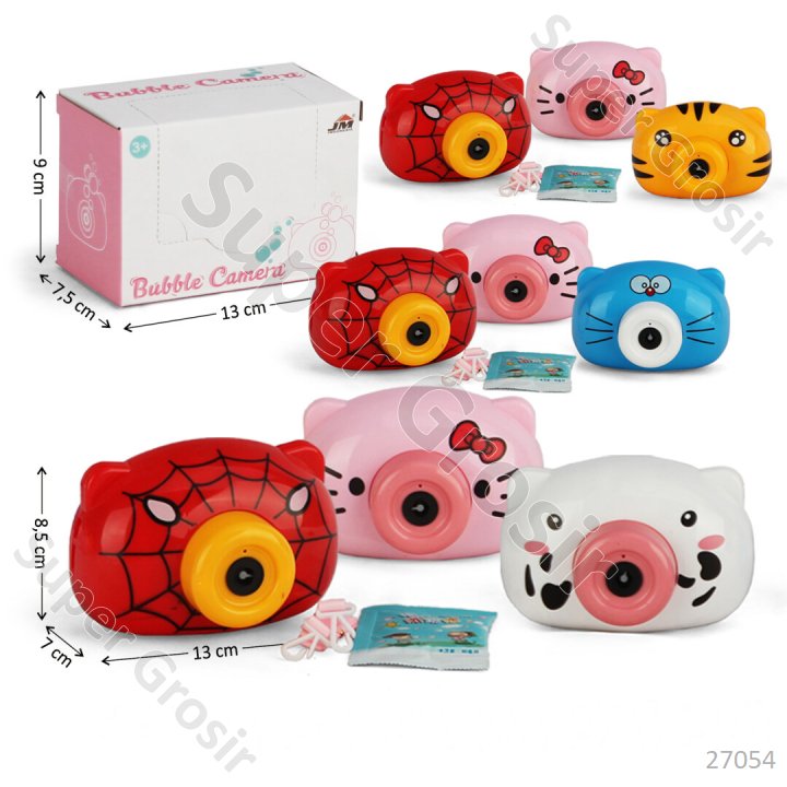 Bubble Camera Karakter B/O Suara Musik Lampu + Reffil dan Tali 1 Set 3 Karakter Box @120