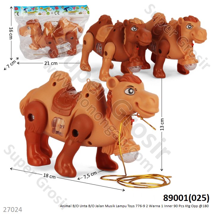 Hewan Unta B/O Jalan Musik Lampu Toys 776-9 2 Warna 1 Inner 90 Pcs Ktg Opp @180