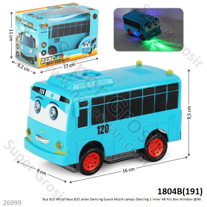 Bus Tayo 16 cm B/O Dance Jalan Suara Musik Lampu Dancing 1 Inner 48 Pcs Box Window @96