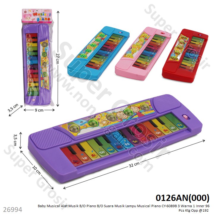 Piano B/O Suara Musik Lampu Musical Piano CY-6089B 3 Warna 1 Inner 96 Pcs Ktg Opp @192