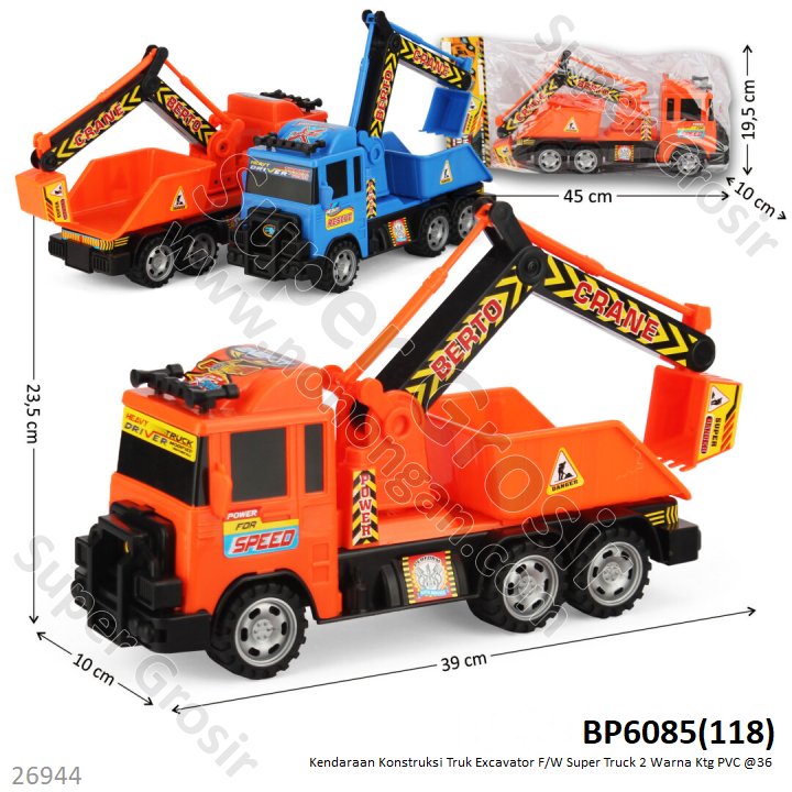 Truk Konstruksi Dobel Tronton Dump Excavator Tronton F/W 39 cm Super Truck 2 Warna Ktg PVC @36