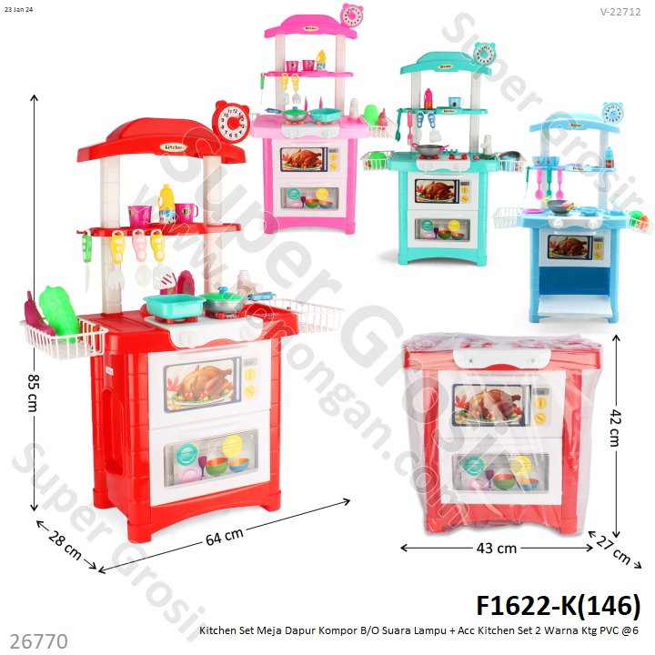 Kitchen Set Meja Dapur Kompor B/O Suara Lampu + Acc Kitchen Set Ktg PVC @8