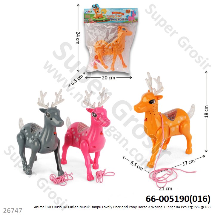 Hewan Rusa B/O Jalan Musik Lampu Lovely Deer and Pony Horse 3 Warna 1 Inner 84 Pcs Ktg PVC @168