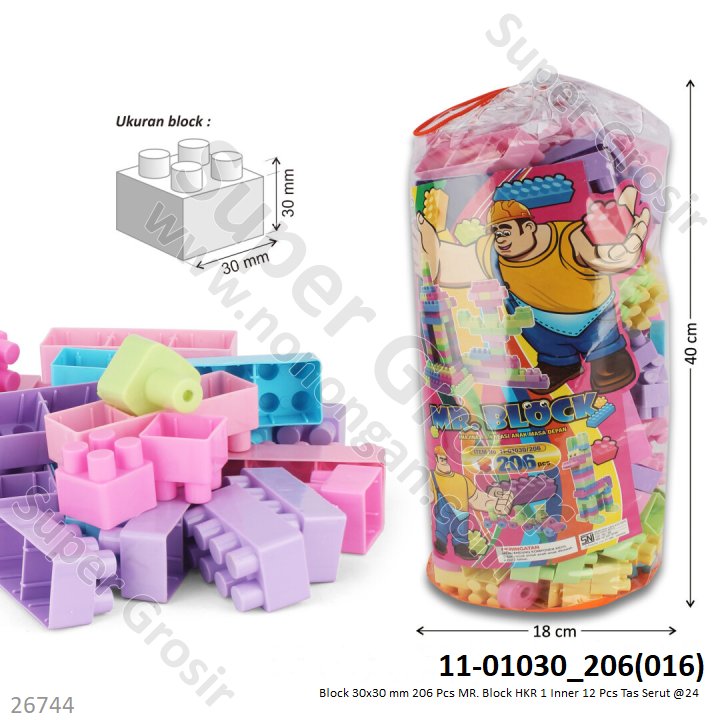 Block 30x30 mm 206 Pcs MR. Block HKR 1 Inner 12 Pcs Tas Serut @24