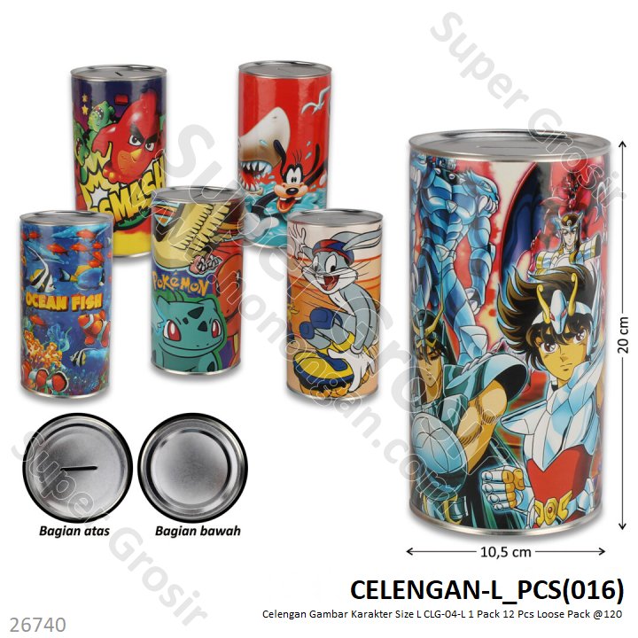 Celengan Target L Tanpa Tutup Gambar Karakter CLG-04-L 1 Pack 6 Pcs Loose Pack @120
