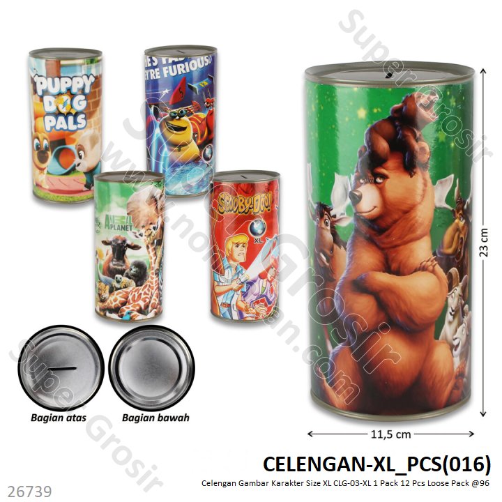 Celengan Target XL Tanpa Tutup Gambar Karakter CLG-03-XL 1 Pack 6 Pcs Loose Pack @96