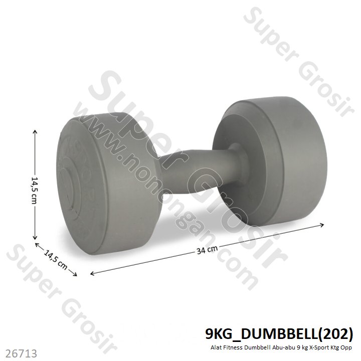 Dumbbell Abu-abu 9 kg X-Sport Ktg Opp