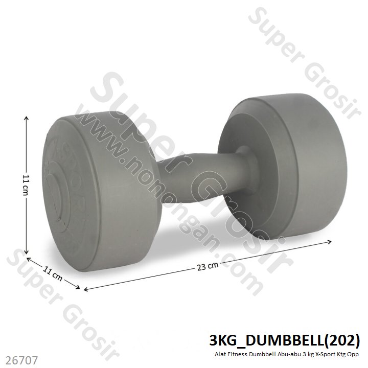 Dumbbell Abu-abu 3 kg X-Sport Ktg Opp @0