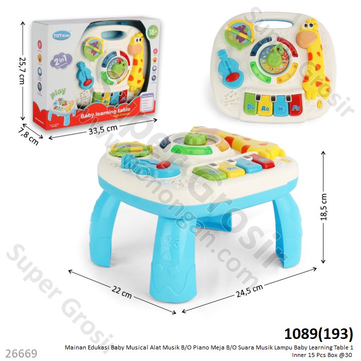 Baby Toys Mainan Edukasi Meja Piano B/O Suara Musik Lampu Baby Learning Table 1 Inner 15 Pcs Box @30