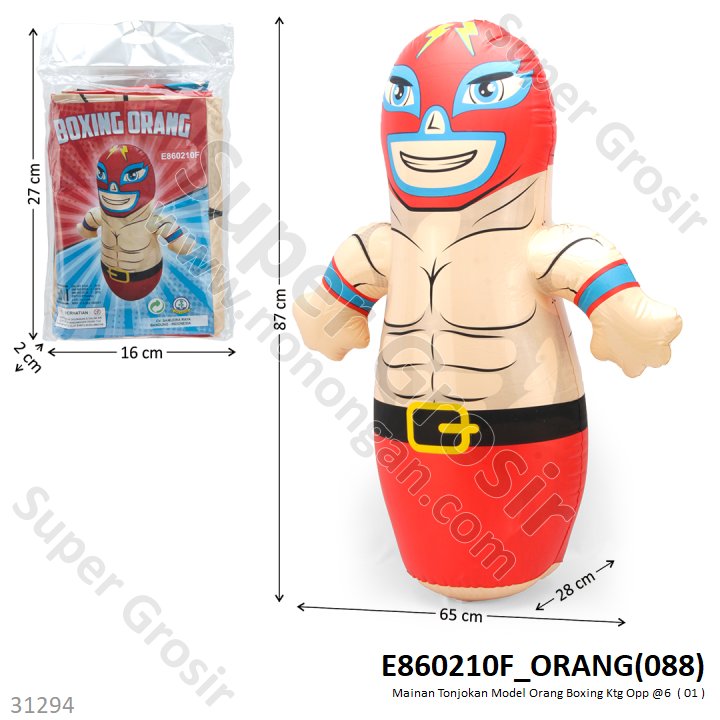 Mainan Tiup Balon Tinju Pegulat / Petinju Boxing Ktg Opp @6