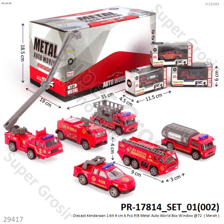 Diecast Kendaraan 1:64 9 cm P/B Metal Auto World 1 Set 6 Pcs Box Window @432