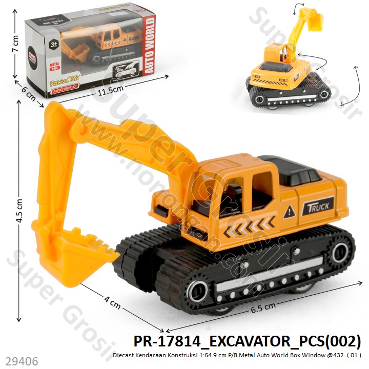 Diecast Truk Konstruksi 1:64 9 cm P/B Metal Auto World Box Window @432