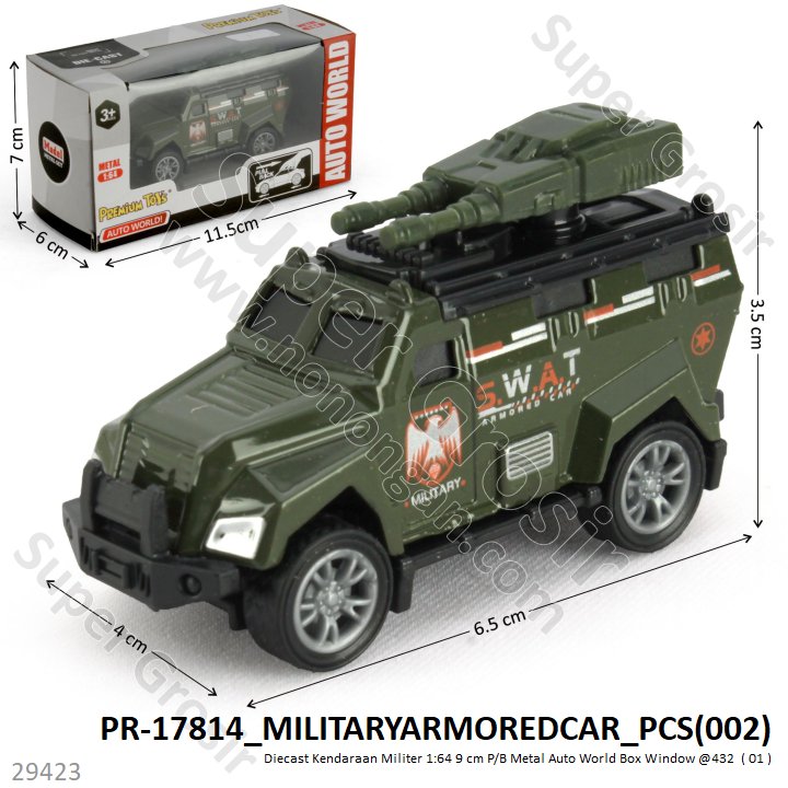 Diecast Kendaraan Militer 1:64 9 cm P/B Metal Auto World Box Window @432