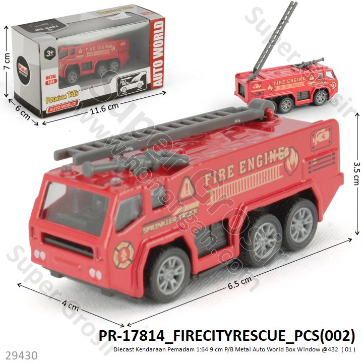 Diecast Kendaraan Damkar 1:64 9 cm P/B Metal Auto World Box Window @432