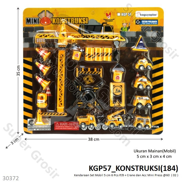 Truk Konstruksi Set 6 Pcs + Crane dan Acc P/B 5 cm Mini Konstruksi Press @60