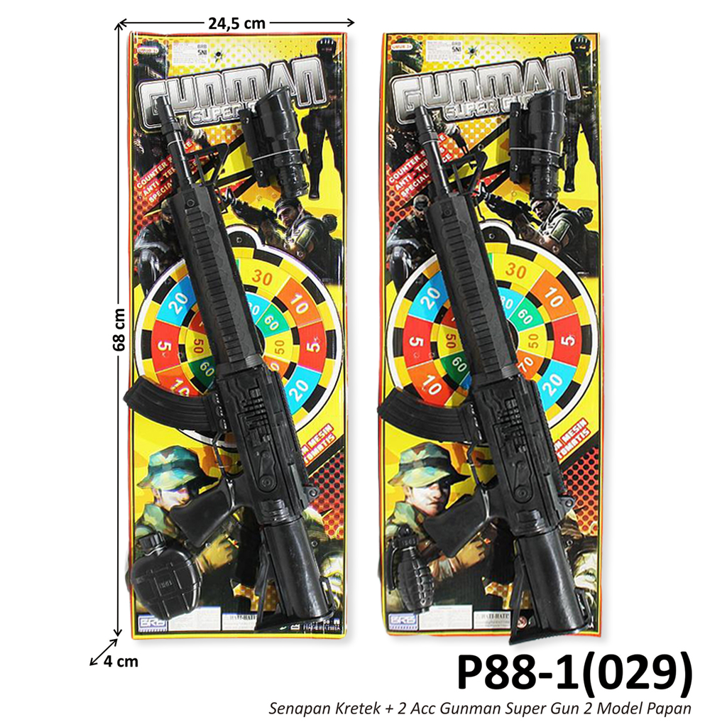 Senapan Kretek Set Teleskop + Granat / Botol Minum Gunman Super Gun Papan @57