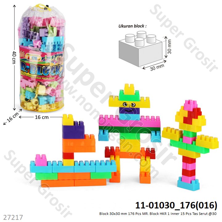 Block 30x30 mm 176 Pcs MR. Block HKR 1 Inner 15 Pcs Tas Serut @30