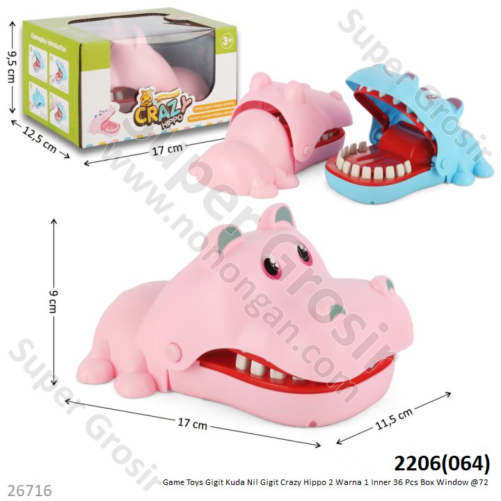 Game Toys Gigit Kuda Nil Gigit Crazy Hippo 2 Warna 1 Inner 36 Pcs Box Window @72