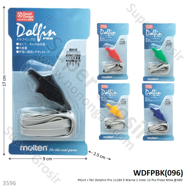 Peluit + Tali Dolphin Pro 1116X 5 Warna 1 Box 12 Pcs Press Mika @360