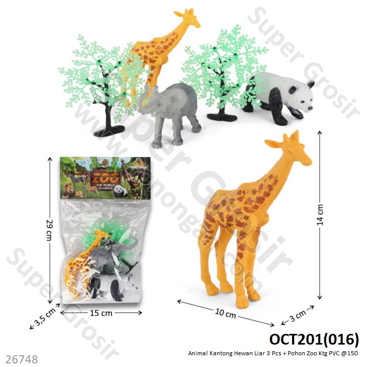Hewan Liar 3 Pcs + Pohon Animal Ktg PVC @150