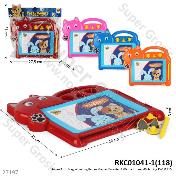 Papan Tulis Magnet Kucing Papan Magnet Karakter 1 Inner 60 Pcs Ktg PVC @120