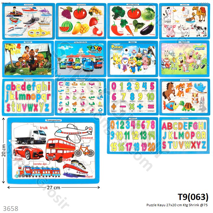 Puzzle Block Kayu 27x20 cm Ktg Shrink @75