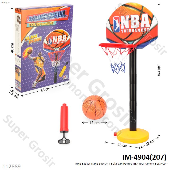 Ring Basket Tiang 140 cm + Bola dan Pompa NBA Tournament Box @24