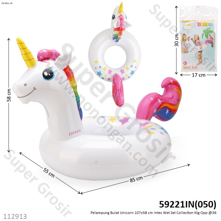 Pelampung Boat Unicorn Intex 107x58 cm Wet Set Collection Ktg Opp @36