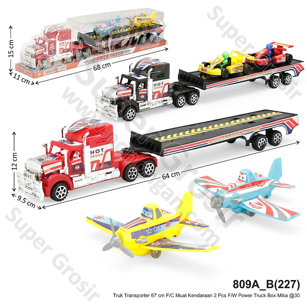 Truk Trailer Muat Kendaraan 2 Pcs Pesawat / Mobil Balap F/C F/W 67 cm Power Truck Box Mika @30