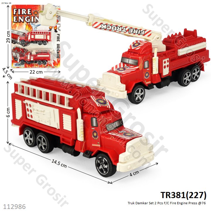 Truk Damkar Set 2 Pcs F/C Fire Engine Press @76