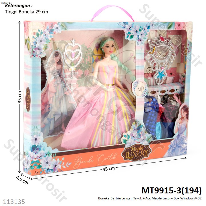Boneka Barbie Set Lengan Tekuk Maple Luxury Box Window @32