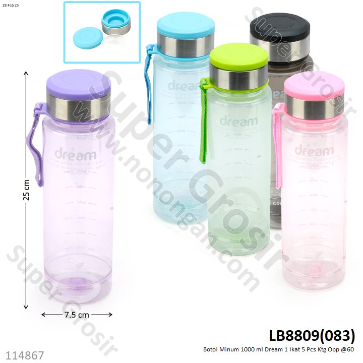 Botol Minum 1000 ml Dream 1 Ikat 5 Pcs Ktg Opp @60