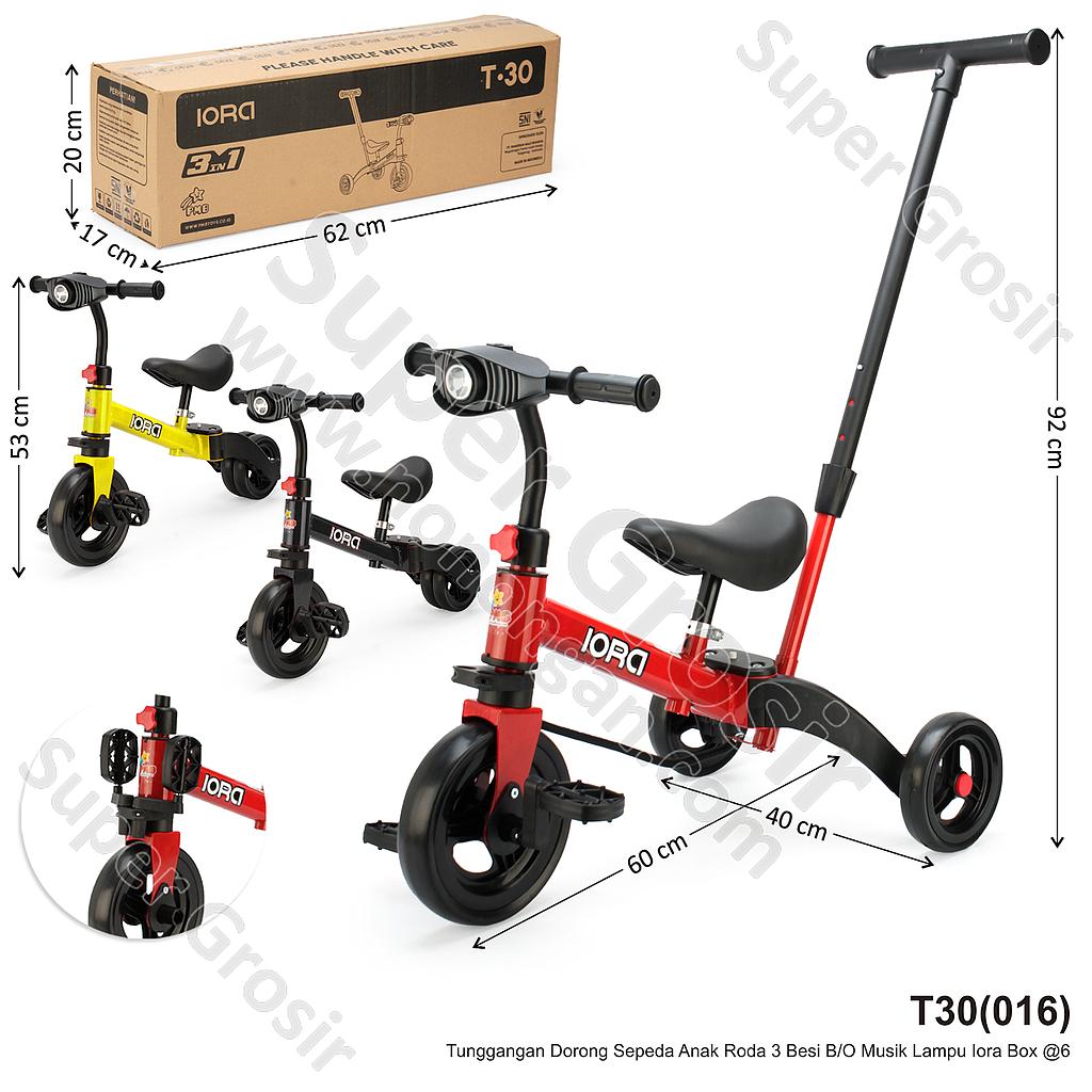 Tunggangan Sepeda Roda 3 Besi + Dorongan B/O Musik Lampu Iora Box @6