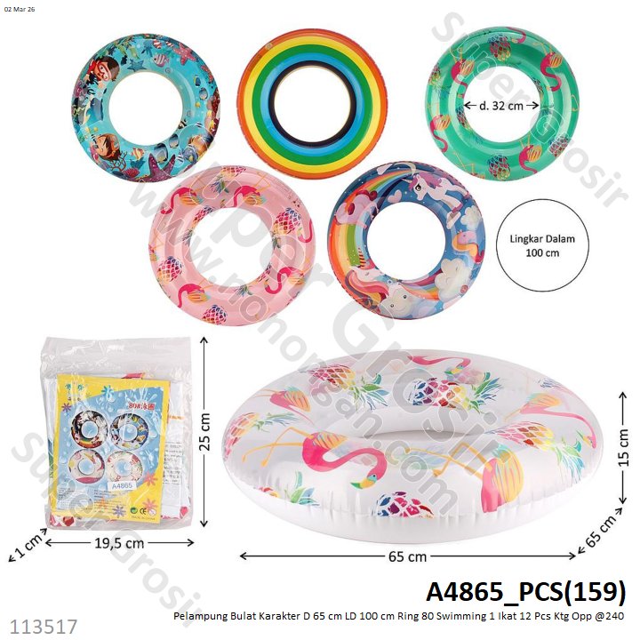Pelampung Bulat Karakter D 65 cm LD 100 cm Ring 80 Swimming 1 Ikat 12 Pcs Ktg Opp @240