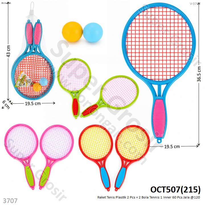 Raket Tenis Plastik 2 Pcs + 2 Bola Tennis 1 Inner 60 Pcs Jala @120