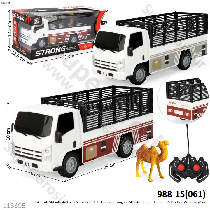 R/C Truk Mitsubishi Fuso Muat Unta 1:16 Lampu Strong 27MHz 4 Channel 1 Inner 36 Pcs Box Window @72