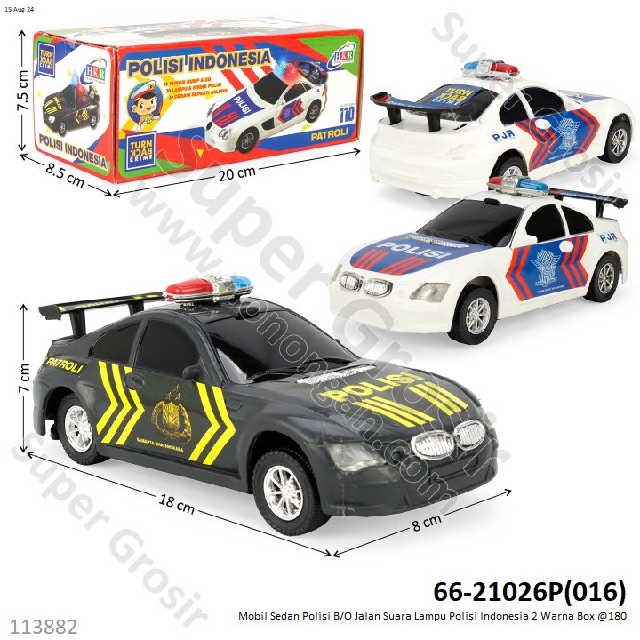 Mobil Polisi B/O Jalan Suara Lampu Polisi Indonesia 2 Warna Box @180