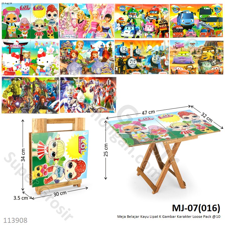 Meja Belajar Kayu Lipat K Gambar Karakter Loose Pack @10