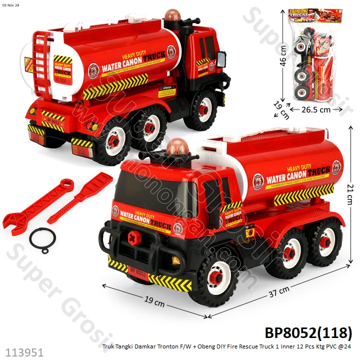 Truk Tangki Damkar Tronton F/W + Obeng DIY Fire Rescue Truck 1 Inner 12 Pcs Ktg PVC @24