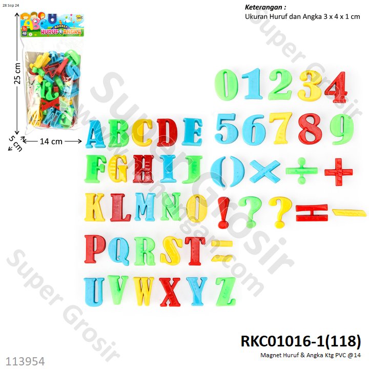 Block Huruf &amp; Angka Magnet Ktg PVC @144
