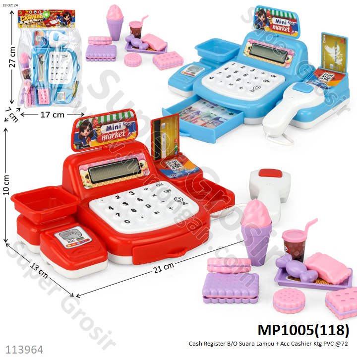 Mainan Kasir Cash Register B/O Suara Lampu + Acc Cashier Ktg PVC @72