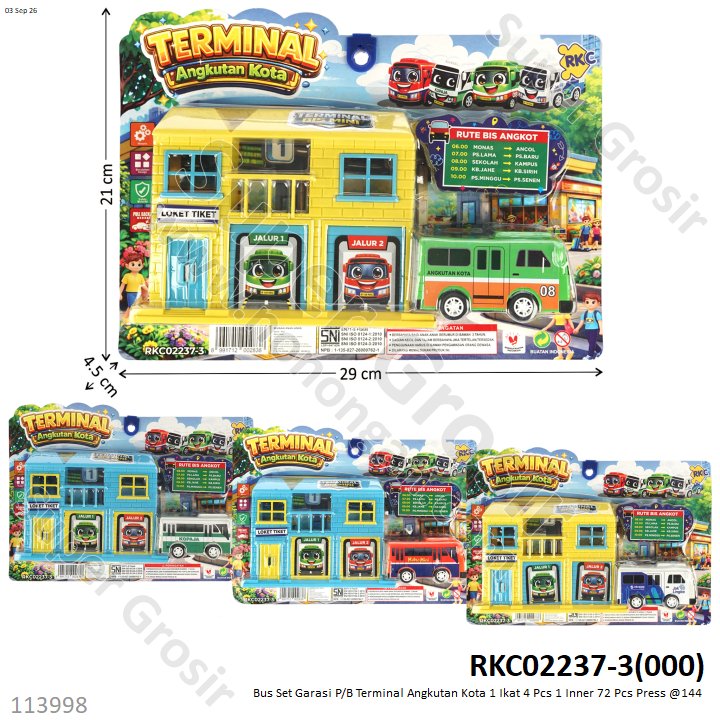 Bus Set Garasi P/B Terminal Angkutan Kota 1 Ikat 4 Pcs 1 Inner 72 Pcs Press @144
