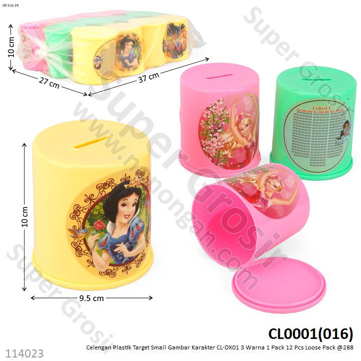 Celengan Plastik Target Small Gambar Karakter CL-DX01 3 Warna 1 Pack 12 Pcs Loose Pack @288