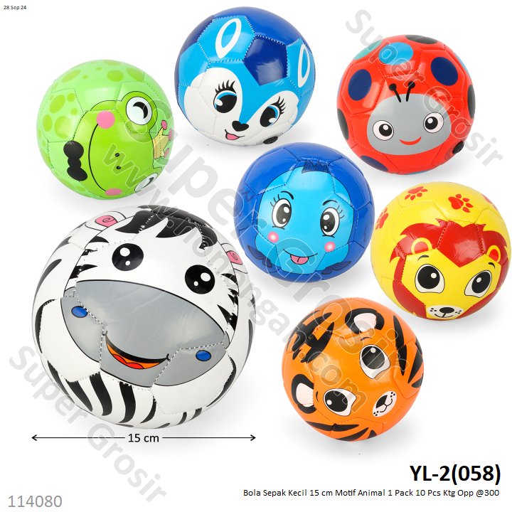 Bola Sepak Kecil 15 cm Motif Animal 1 Pack 10 Pcs Ktg Opp @300