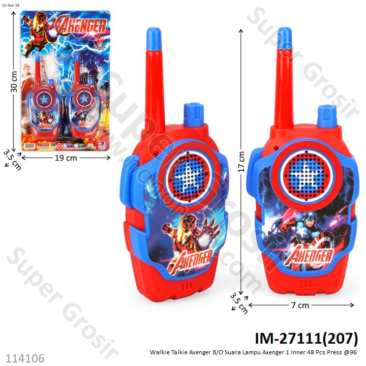 Walkie Talkie Avenger B/O Suara Lampu Axenger 1 Inner 48 Pcs Press @96