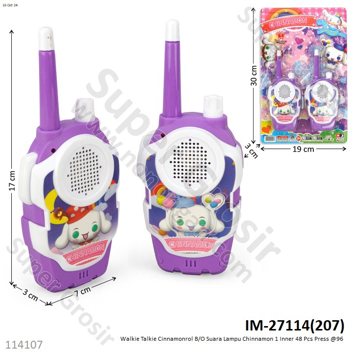Walkie Talkie Cinnamonrol B/O Suara Lampu Chinnamon 1 Inner 48 Pcs Press @96