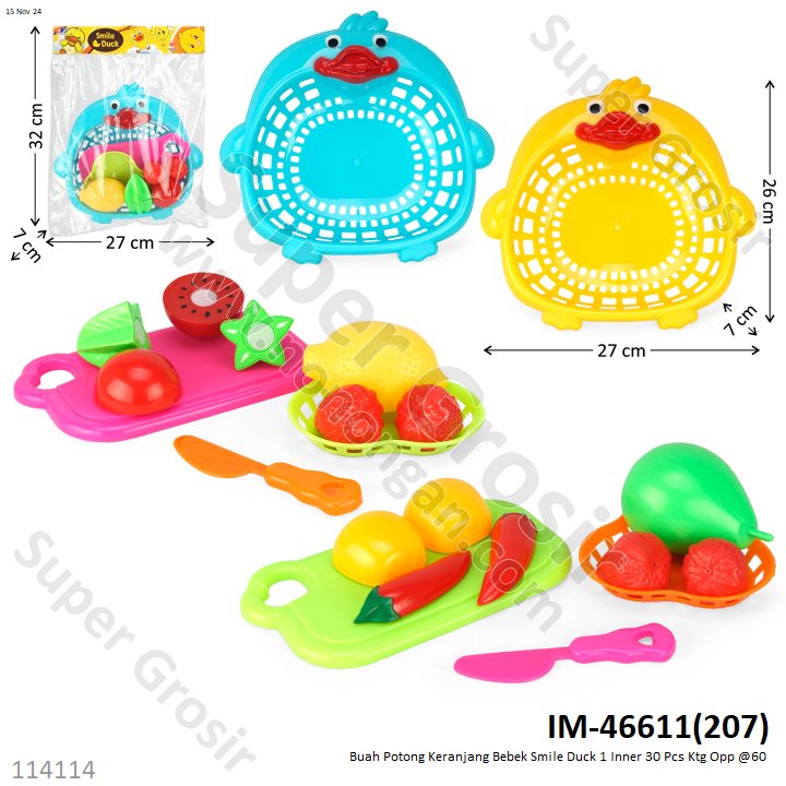 Food Set Buah Potong Keranjang Bebek Smile Duck 1 Inner 30 Pcs Ktg Opp @60