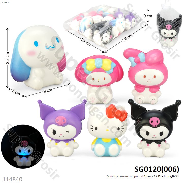 Squishy Sanrio Lampu Led 1 Pack 12 Pcs Jala @600