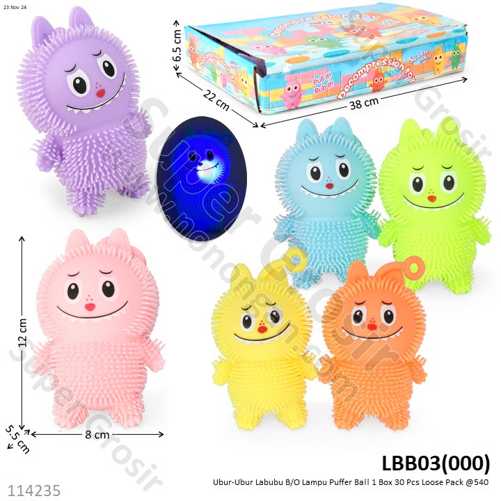 Ubur-Ubur Labubu B/O Lampu Puffer Ball LBB03 1 Box 24 Pcs Loose Pack @480